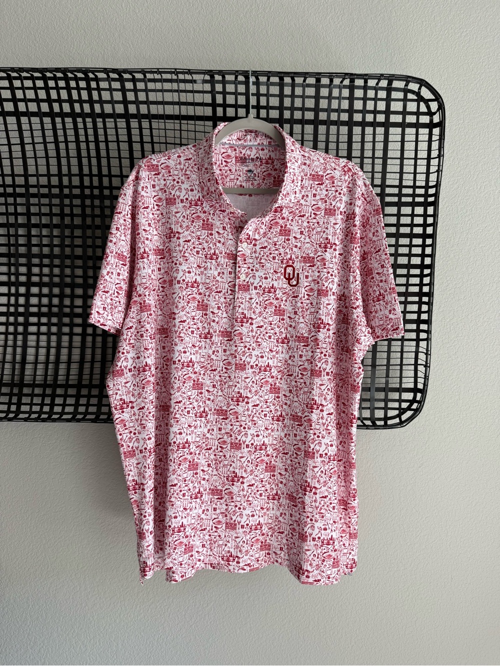 Johnnie-O Oklahoma Sooners crimson tailgater 2.0 all over print polo